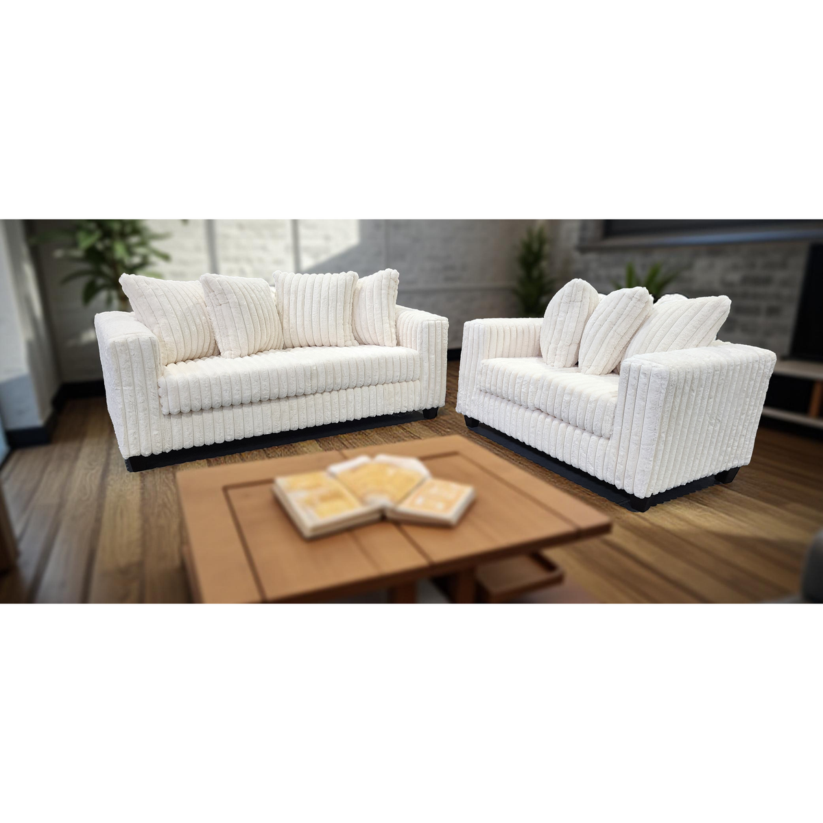 Gia S300 2-Piece Sofa and Loveseat Set Ivory