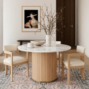 Oakhill 119.4cm Genuine Marble Dining Table Natural Oak