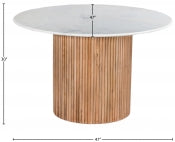 Oakhill 119.4cm Genuine Marble Dining Table Natural Oak