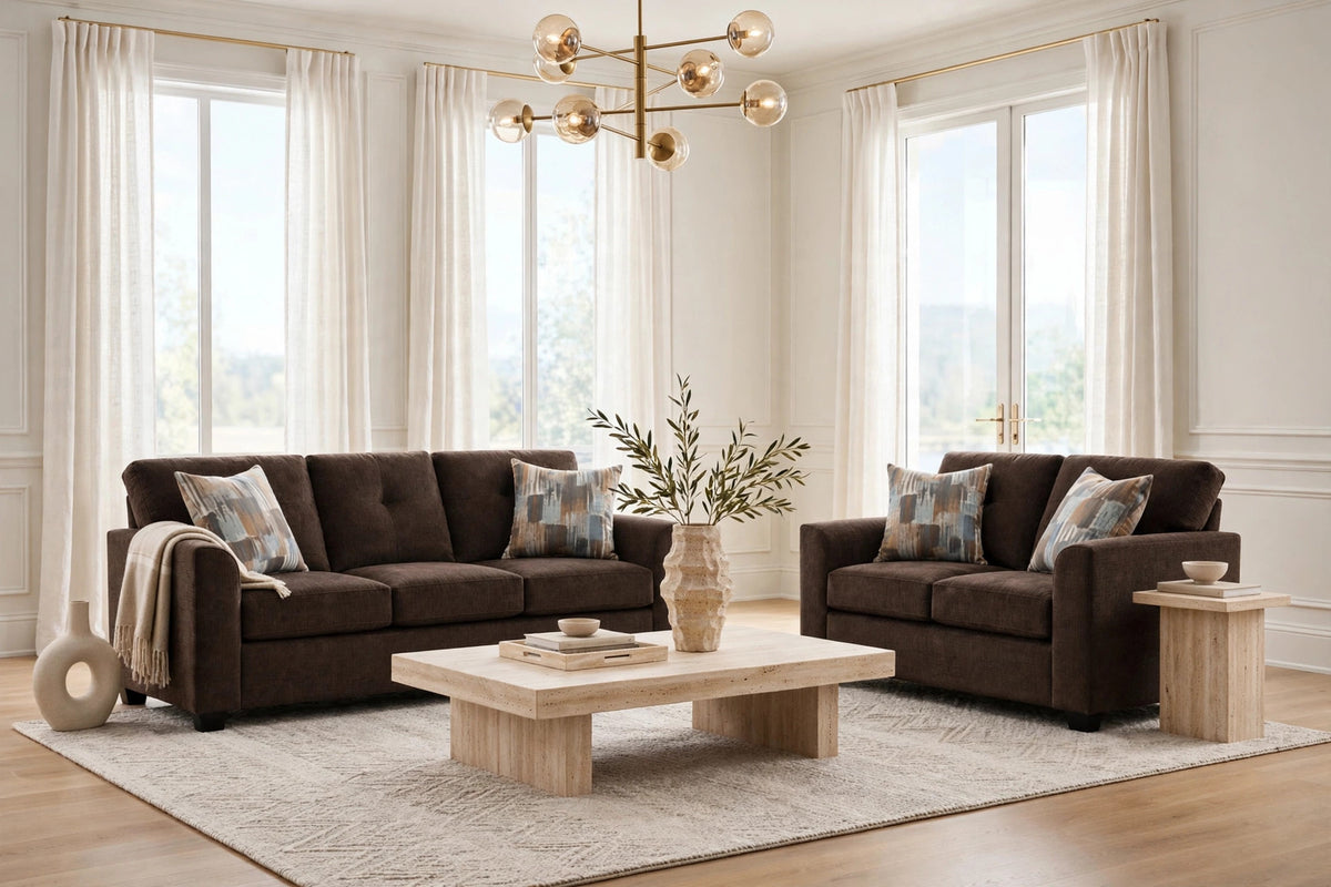 3000 Sofa and Loveseat Set Chocolate