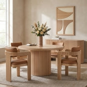 Belinda 121.9cm Oak Veneer Solid Wood Dining Table