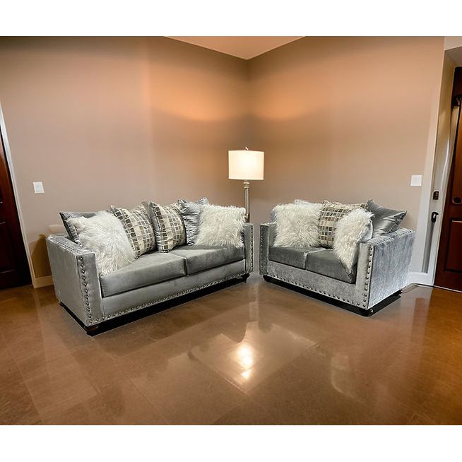 S315 2-Piece Sofa and Loveseat Set Silver