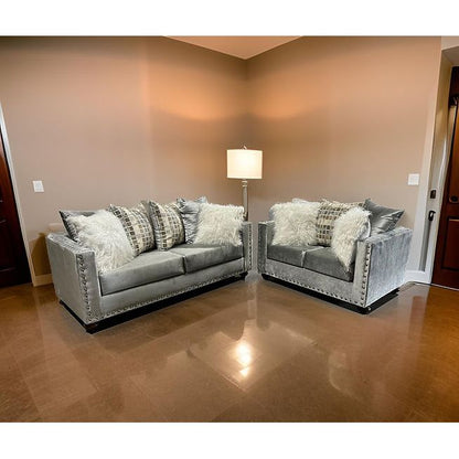 S315 2-Piece Sofa and Loveseat Set Silver