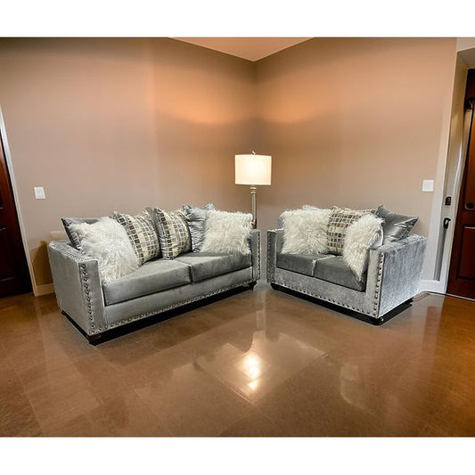 S315 2-Piece Sofa and Loveseat Set Silver