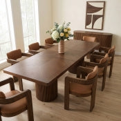 Belinda 243.8cm Oak Veneer Solid Wood Dining Table