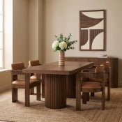 Belinda 243.8cm Oak Veneer Solid Wood Dining Table