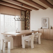 Belinda 365.8cm Oak Veneer Solid Wood Dining Table