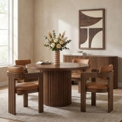 Belinda 121.9cm Oak Veneer Solid Wood Dining Table