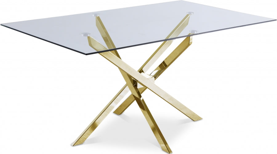 Xander 152.4cm Tempered Glass Dining Table Gold