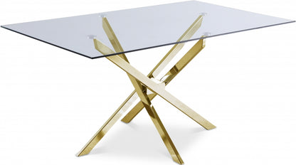 Xander 152.4cm Tempered Glass Dining Table Gold