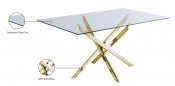 Xander 152.4cm Tempered Glass Dining Table Gold