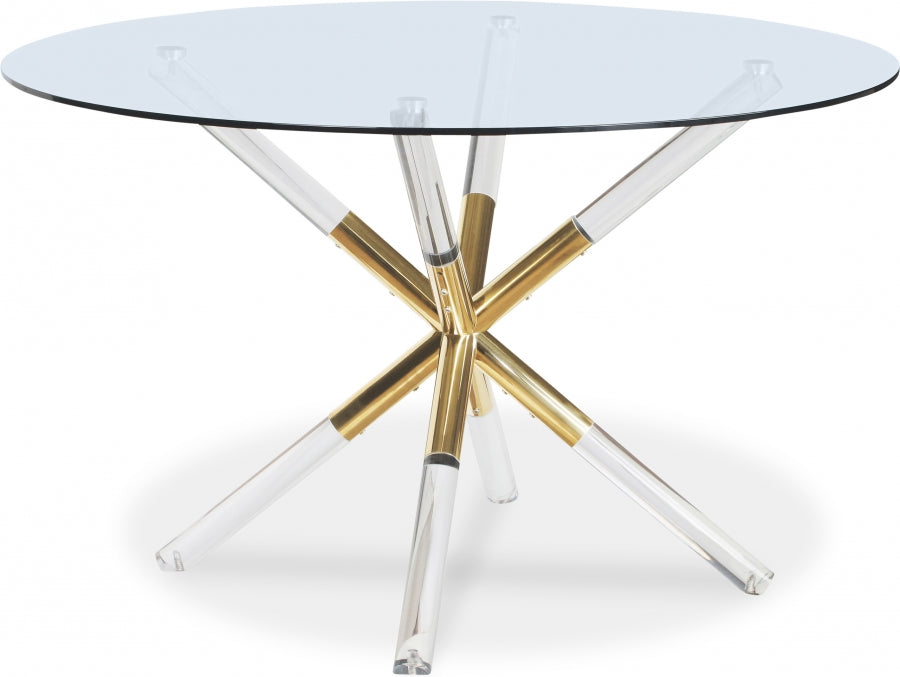 Mercury 121.9cm Glass Acrylic Metal Dining Table