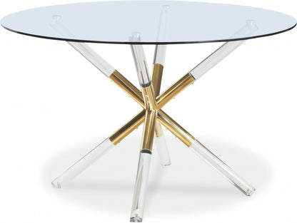 Mercury 121.9cm Glass Acrylic Metal Dining Table