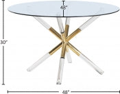 Mercury 121.9cm Glass Acrylic Metal Dining Table
