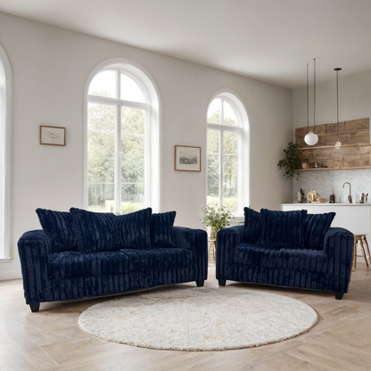 510 Stationary Sofa and Loveseat Set Navy