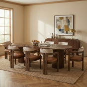 Belinda 312.4cm Oak Veneer Solid Wood Dining Table