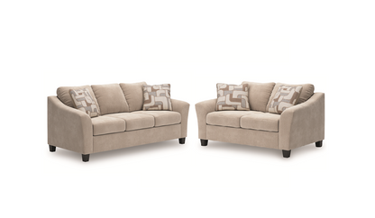 Ashley 598-03 Stationary Sofa and Loveseat Set Taupe