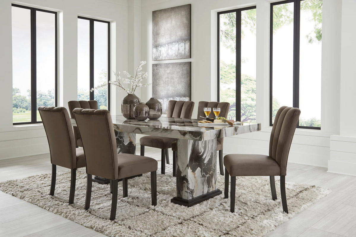 Ashley D581-26 7-Piece Dining Set Mocha and Beige
