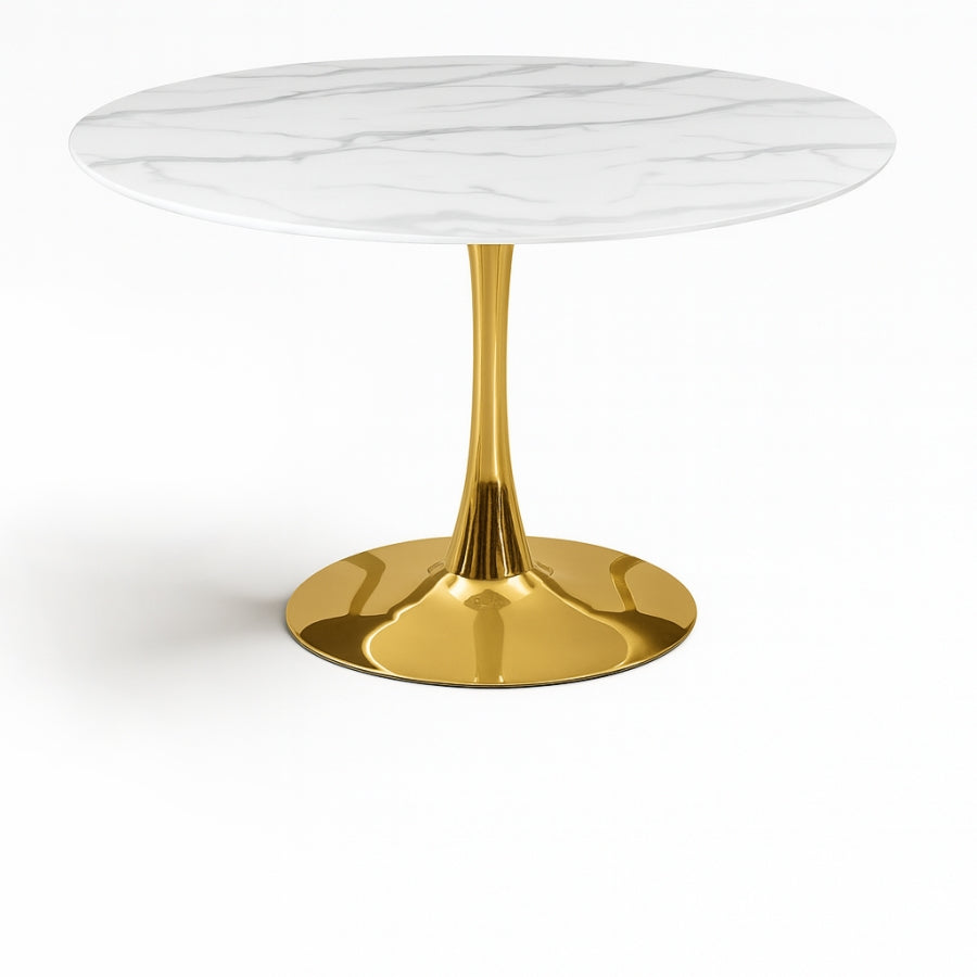 Holly 121.9cm Faux Marble Dining Table White