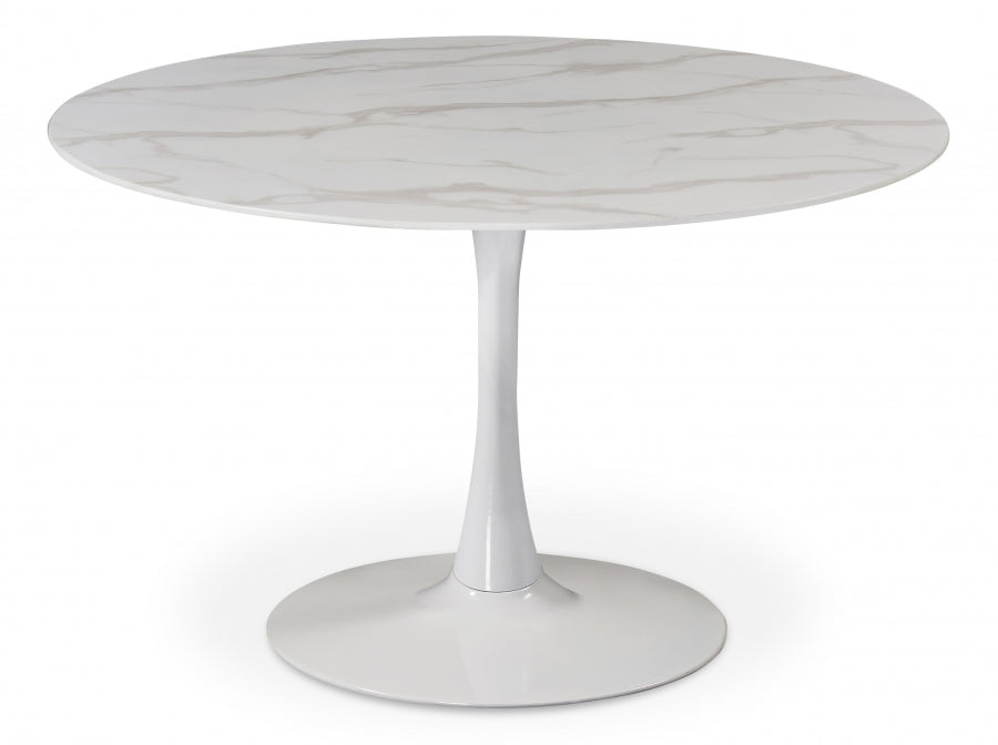 Holly 121.9cm Faux Marble Dining Table White