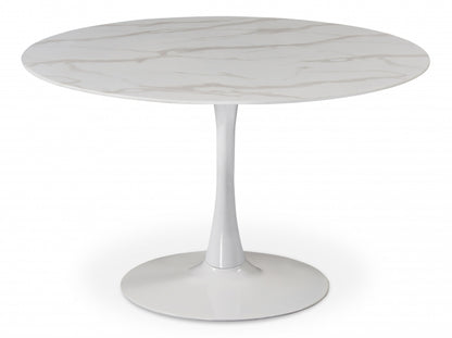 Holly 121.9cm Faux Marble Dining Table White