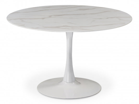 Holly 121.9cm Faux Marble Dining Table White