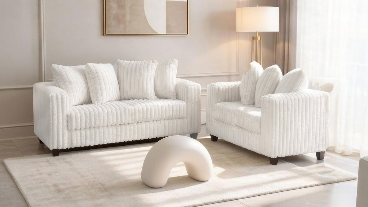 Gia S300 2-Piece Sofa and Loveseat Set Ivory