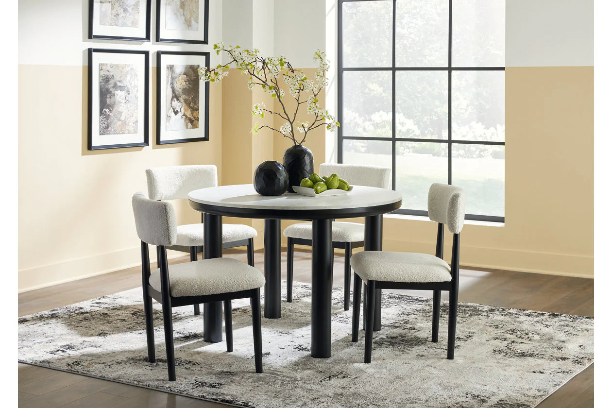 Xandrum Black/White Dining Table and 4 Chairs