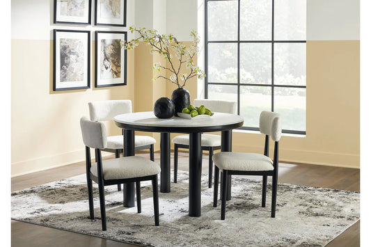 Xandrum Black/White Dining Table and 4 Chairs