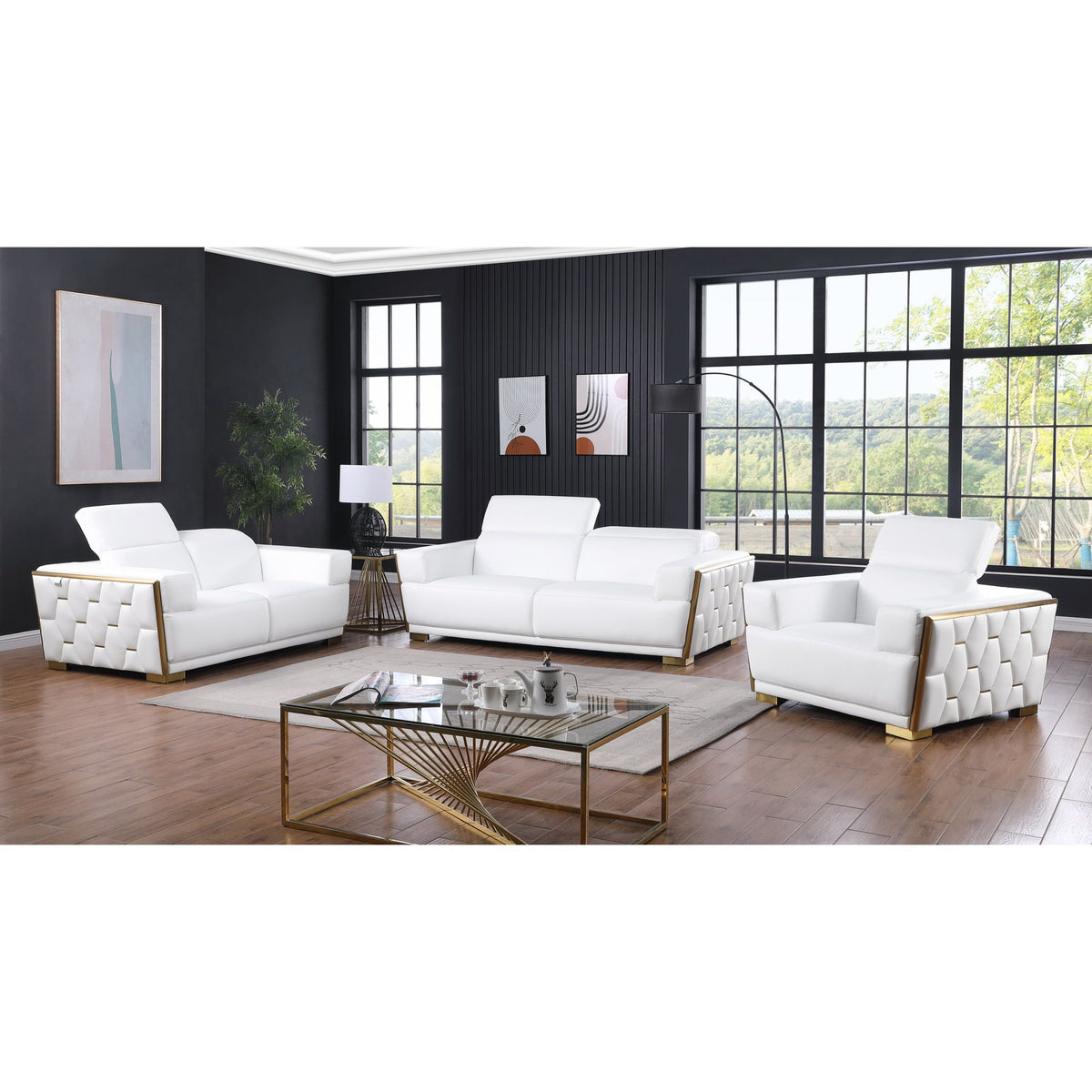 Hexor MI-1245 3-Piece Living Room Set White