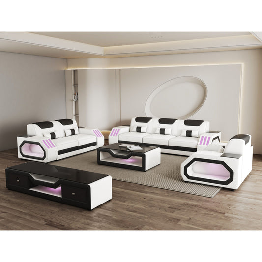 Matrix MI-9916A 3-Piece Living Room Set White and Black
