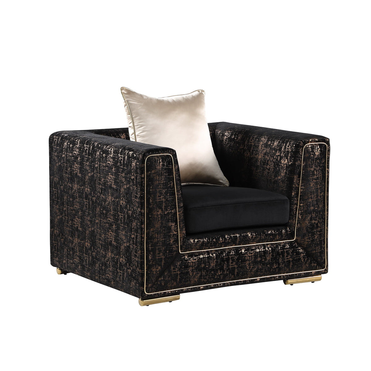 S1500 Konya Living Room Set Black with Gold Accent