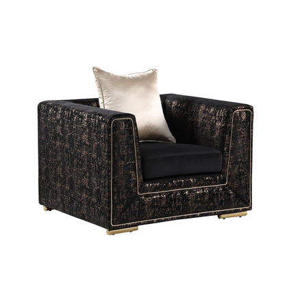 S1500 Konya Living Room Set Black with Gold Accent