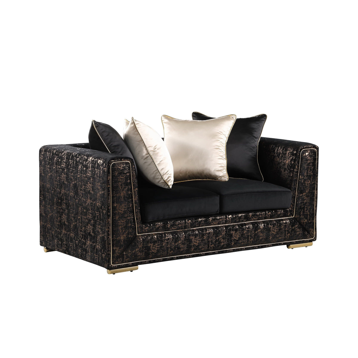 S1500 Konya Living Room Set Black with Gold Accent