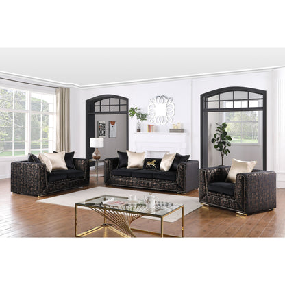 S1500 Konya Living Room Set Black with Gold Accent