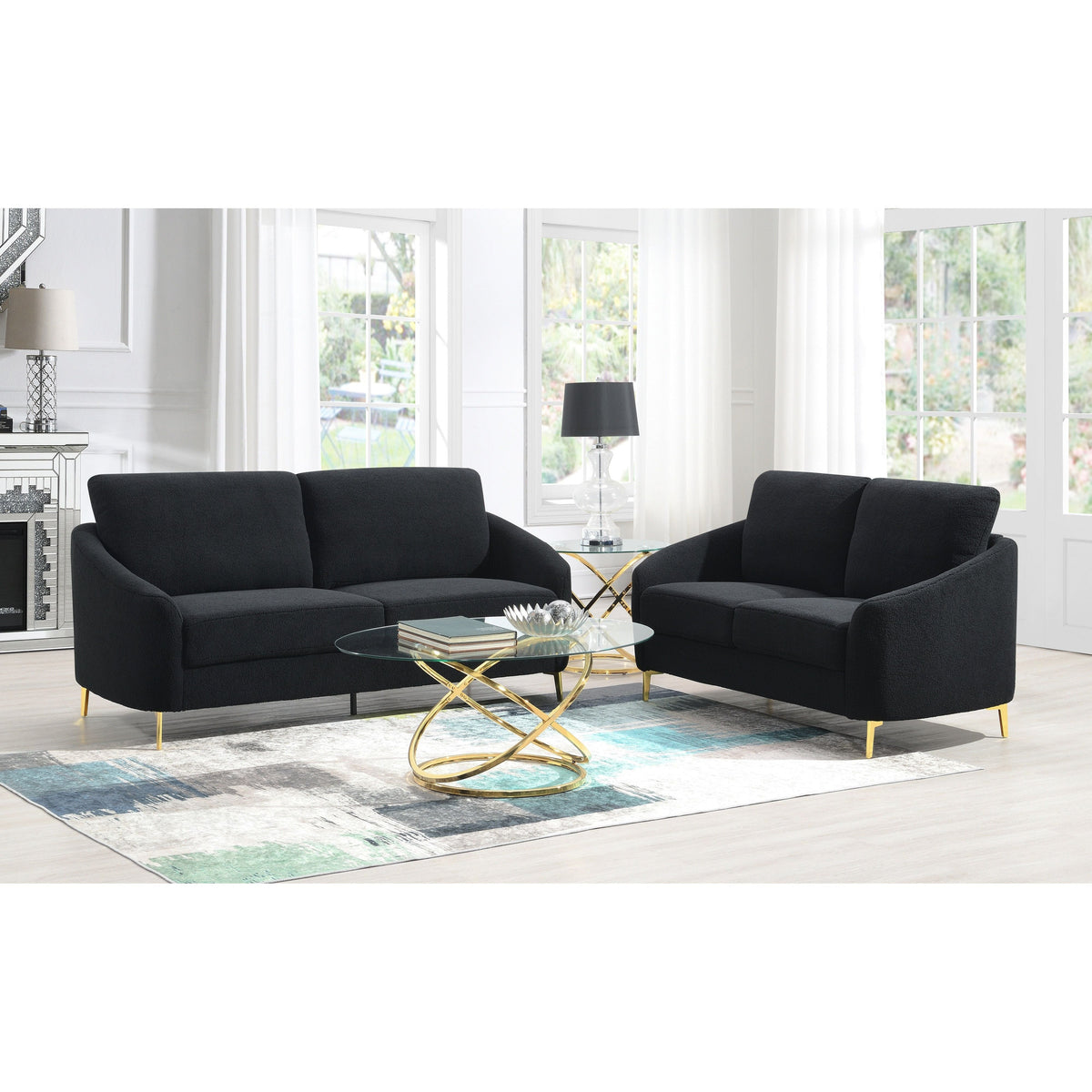 S160 Lila Sofa and Loveseat Set Black
