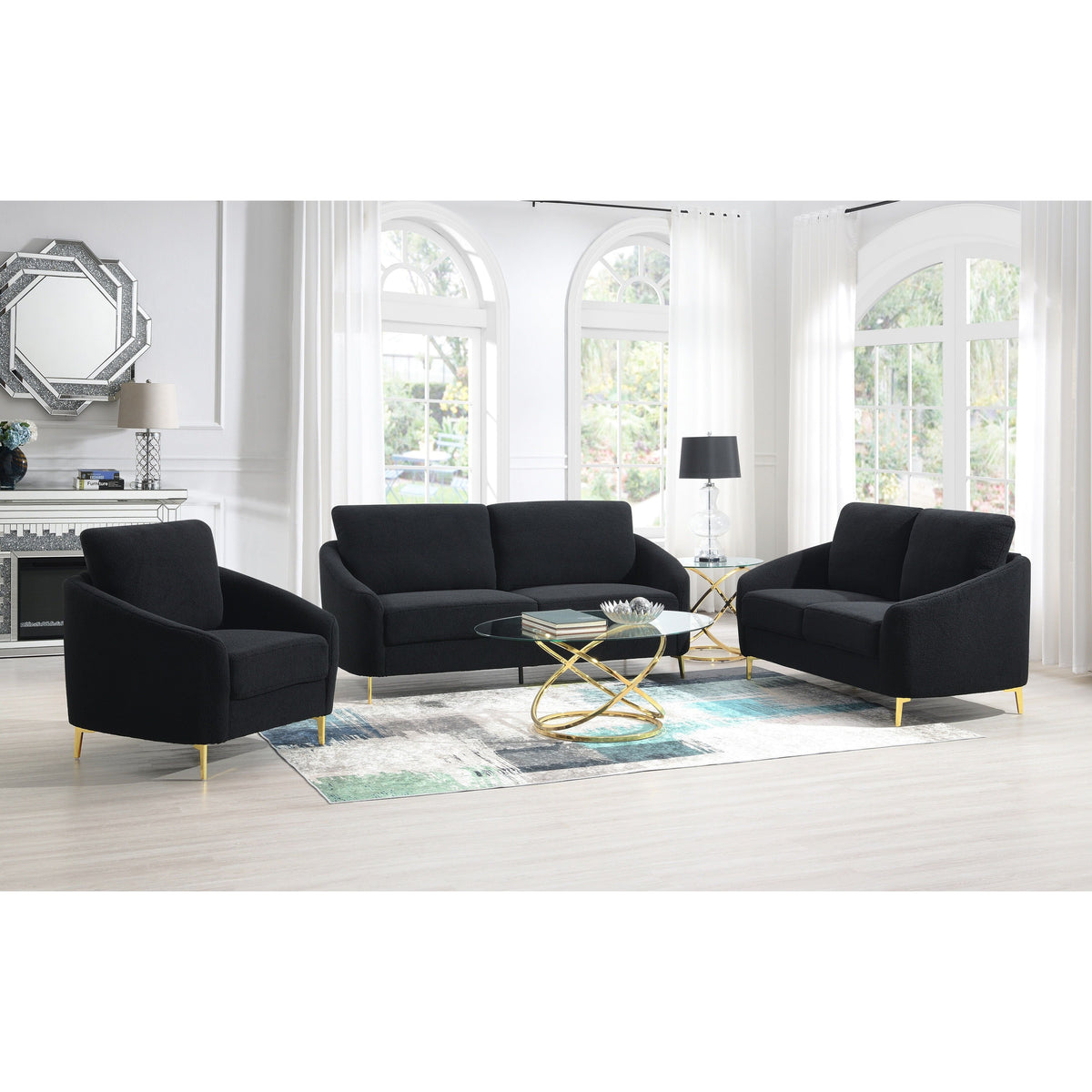 S160 Lila Sofa and Loveseat Set Black