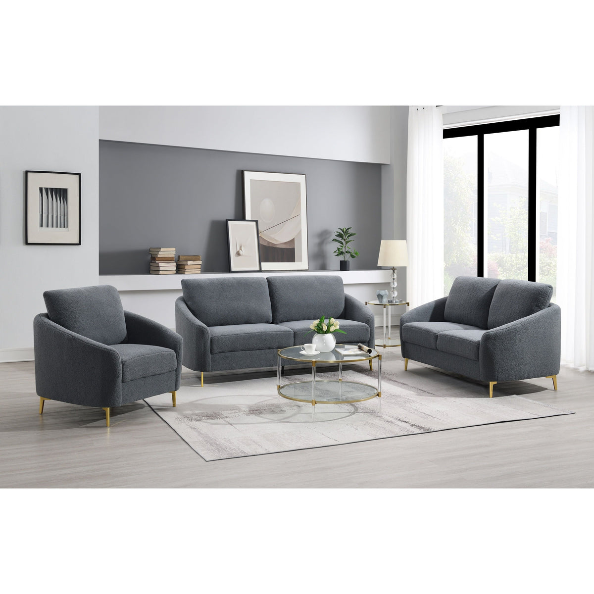 S160 3-Piece Living Room Set Grey