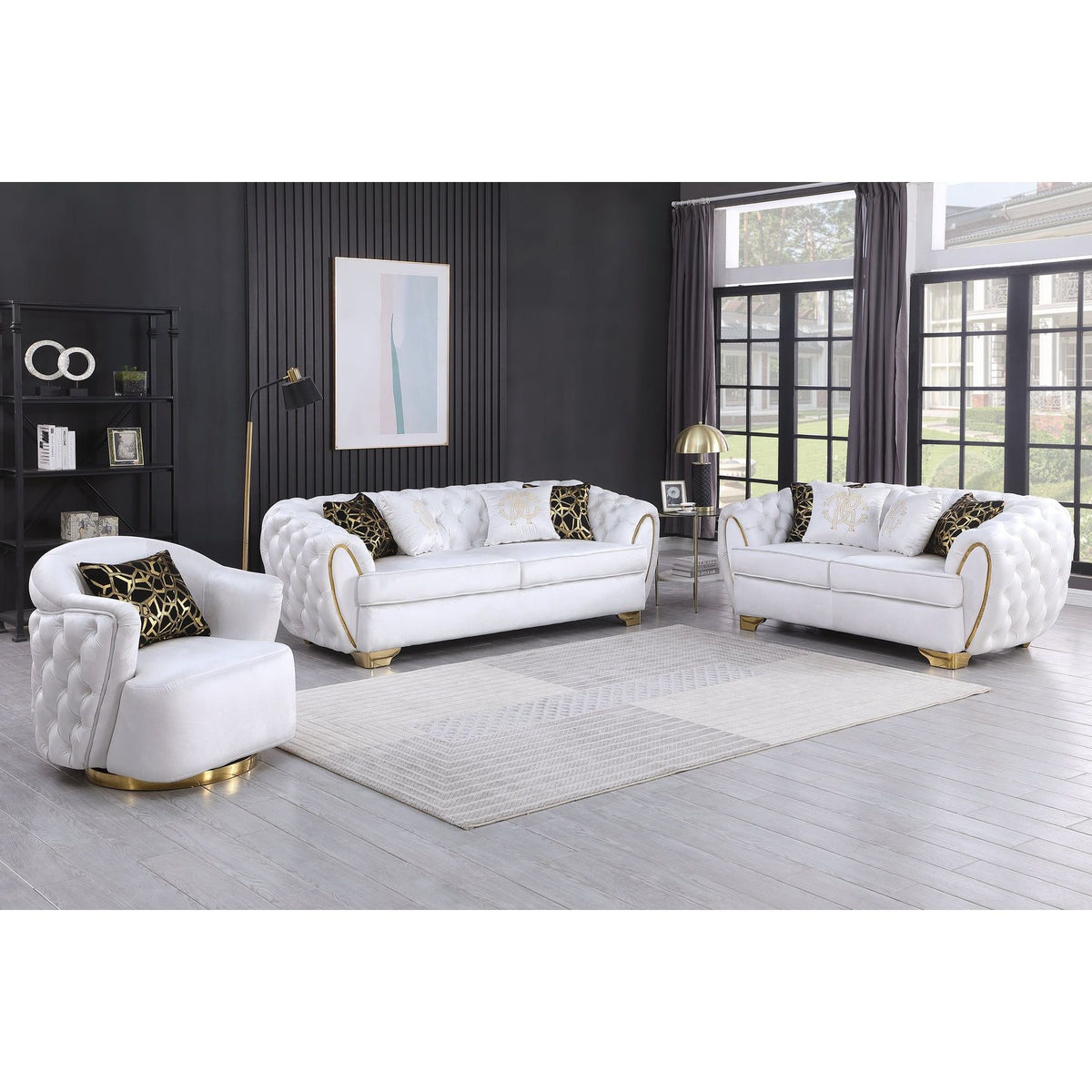 Mila S2004 2-Piece Living Room Set White