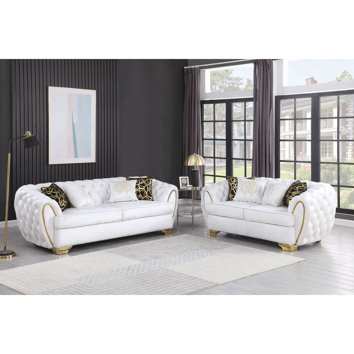 Mila S2004 2-Piece Living Room Set White
