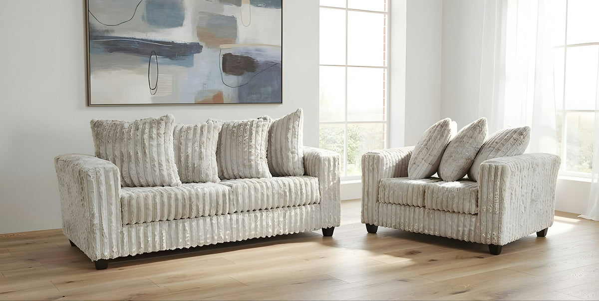 Gia S300 2-Piece Sofa and Loveseat Set Silver