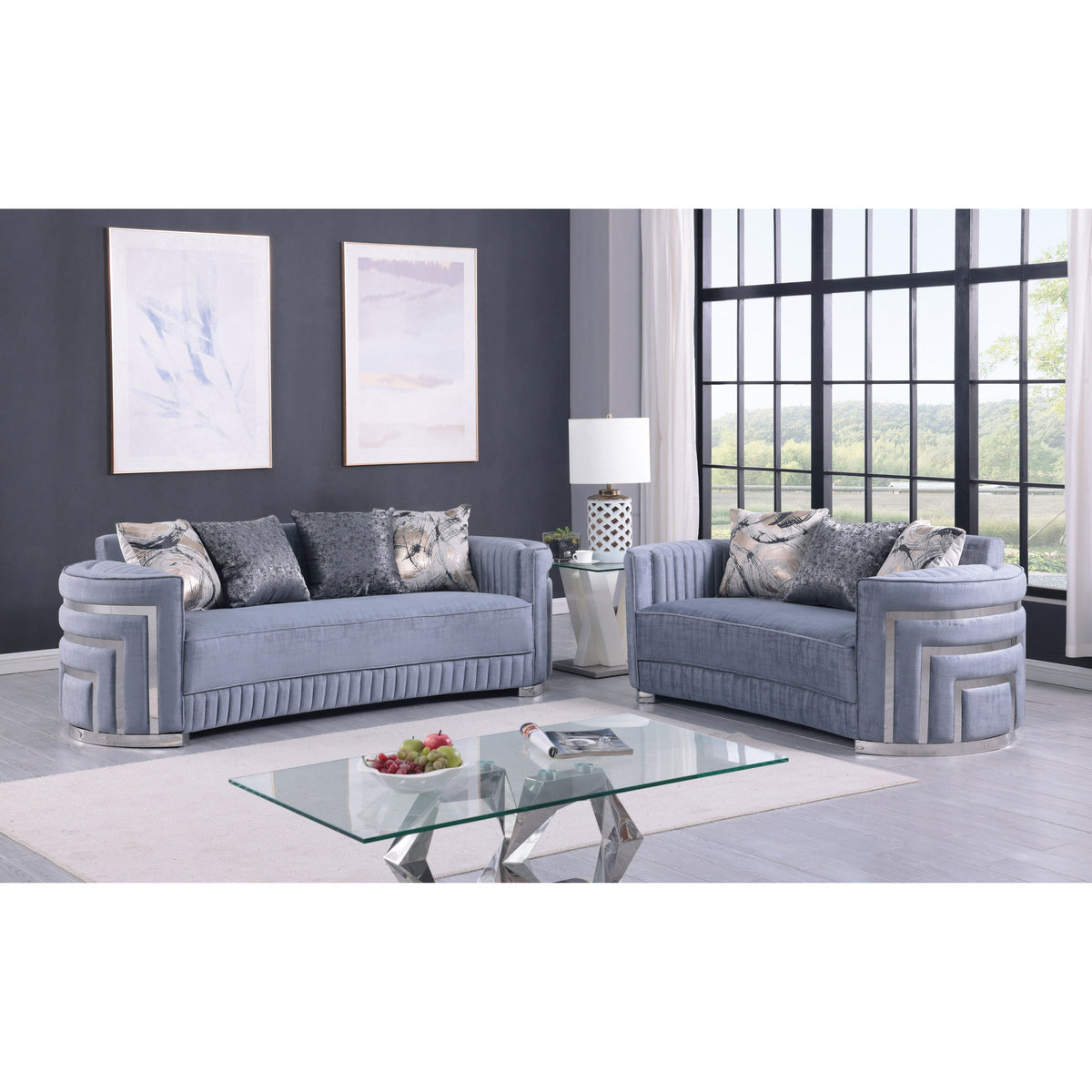S3300 Minerva Living Room Set Grey