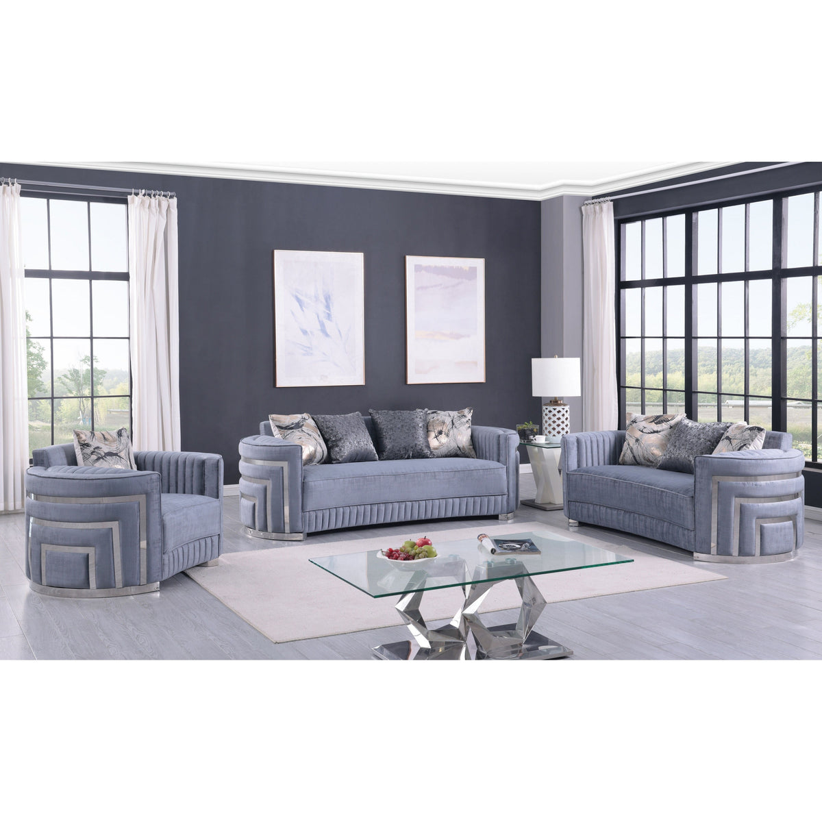 S3300 Minerva Living Room Set Grey