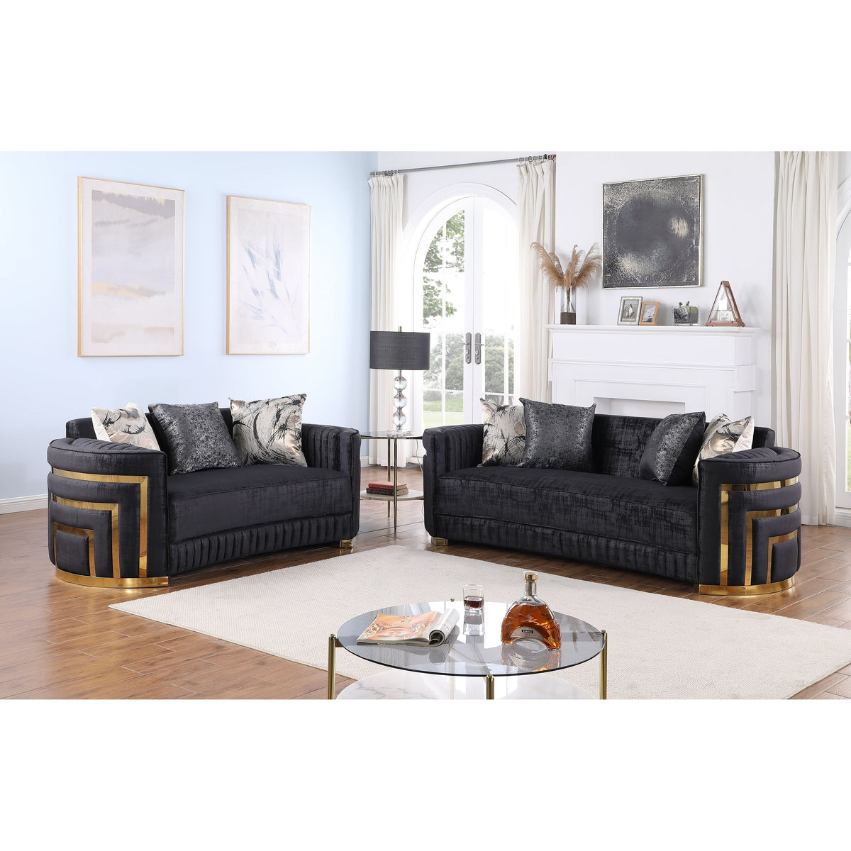 S3300 Minerva 3-Piece Living Room Set Black