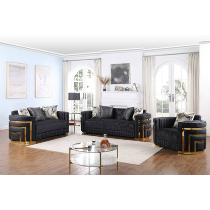 S3300 Minerva 3-Piece Living Room Set Black