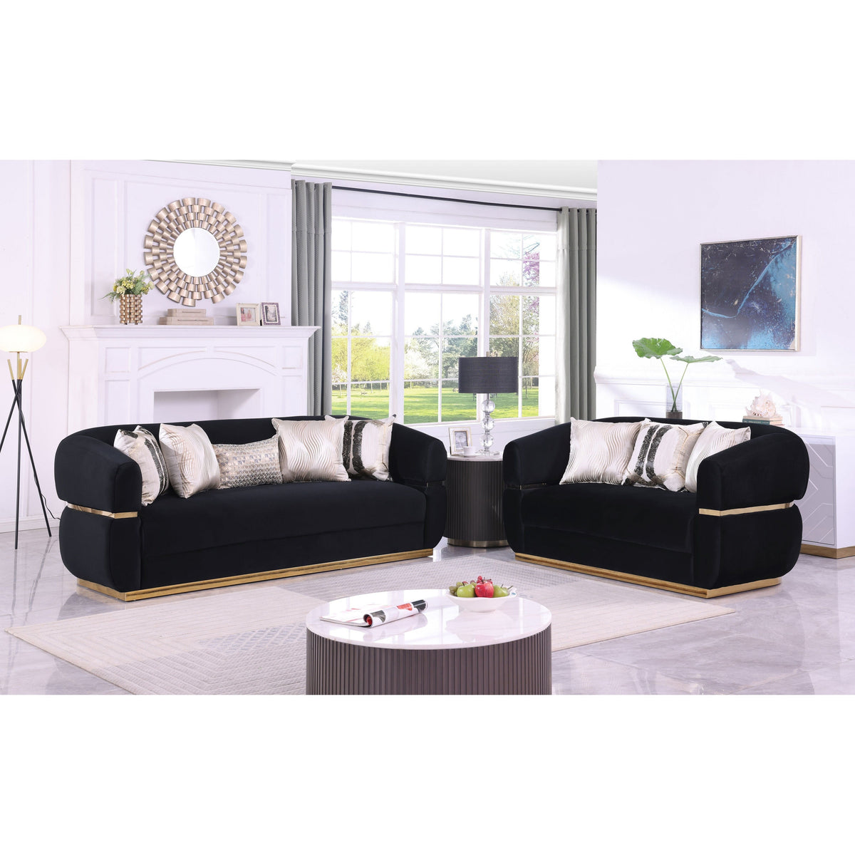 Carmela S3500 Living Room Set Black