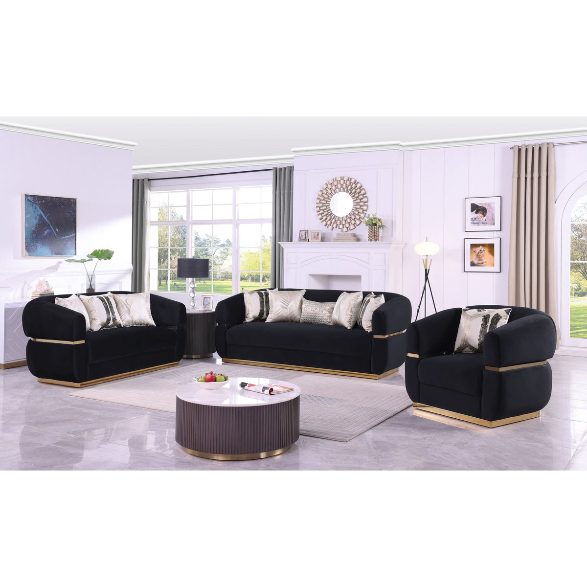 Carmela S3500 Living Room Set Black
