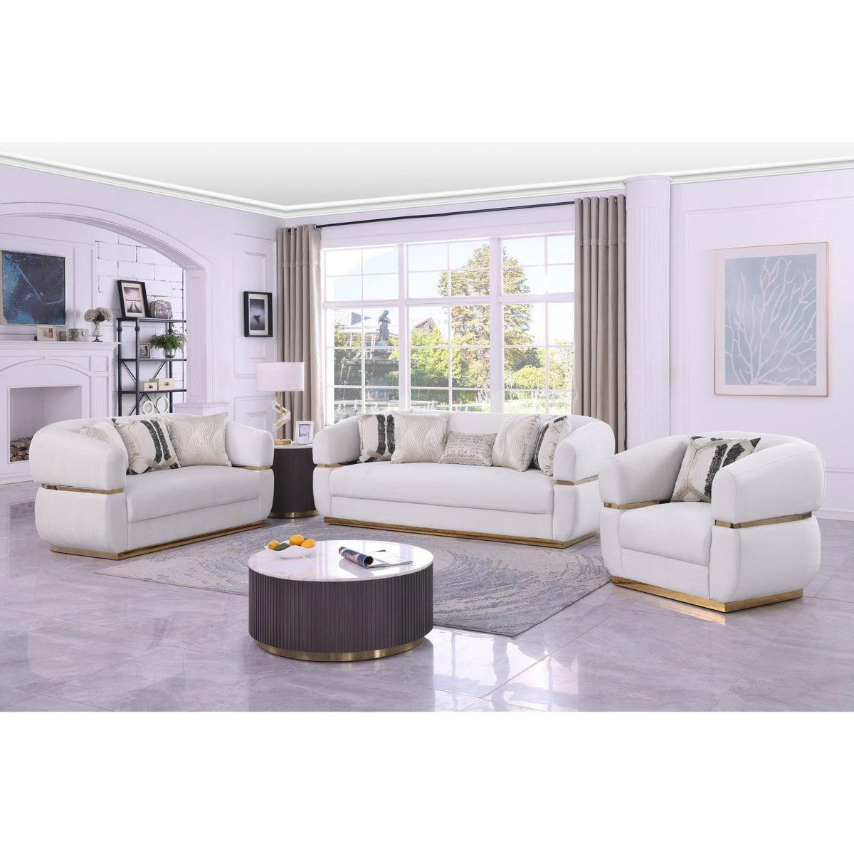Carmela S3500 Living Room Set Cream