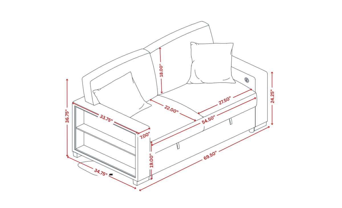 Bexley S3690 Sleeper Sofa Grey