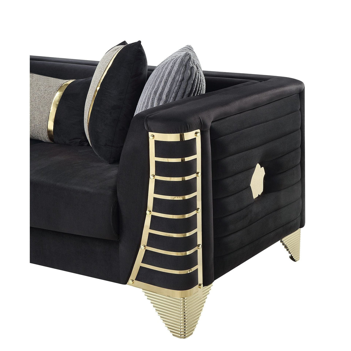 Donovan S4010 Sofa Set Black and Gold